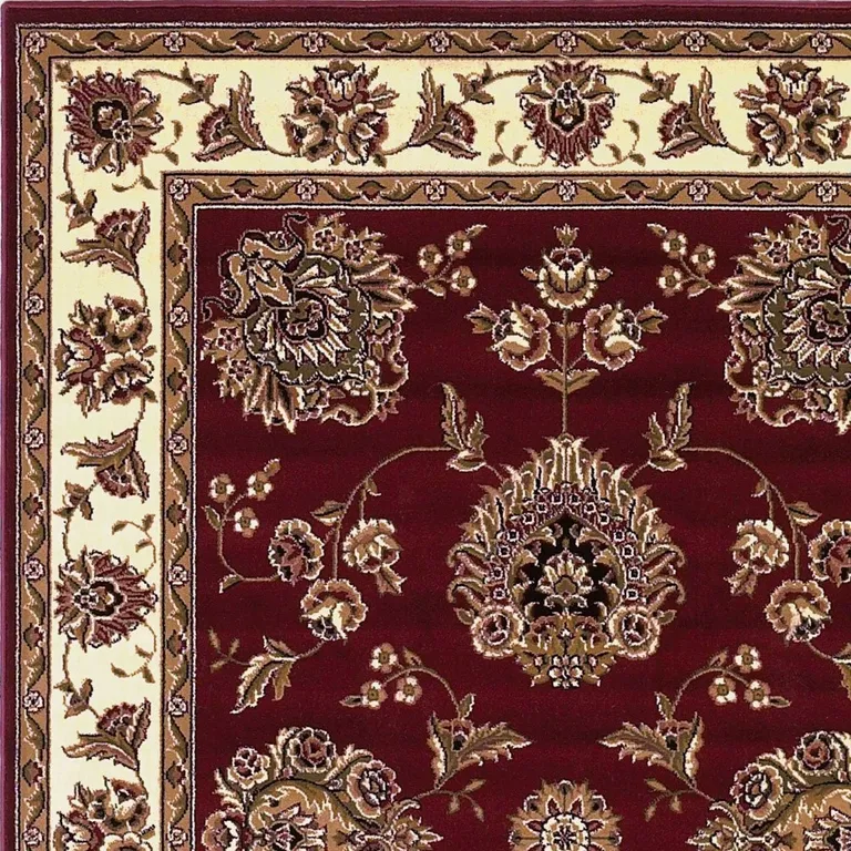 Red Ivory Machine Woven Floral Traditional Indoor Accent Rug Photo 5
