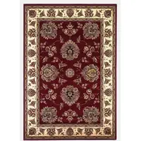 Photo of Red Ivory Machine Woven Floral Traditional Indoor Accent Rug