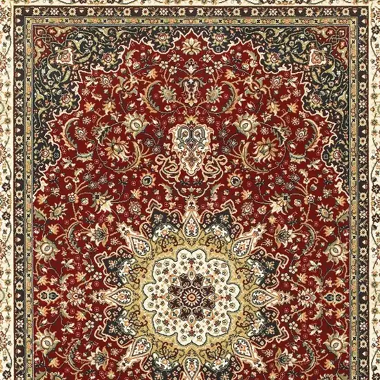 Red Ivory Machine Woven Oriental Indoor Area Rug Photo 4