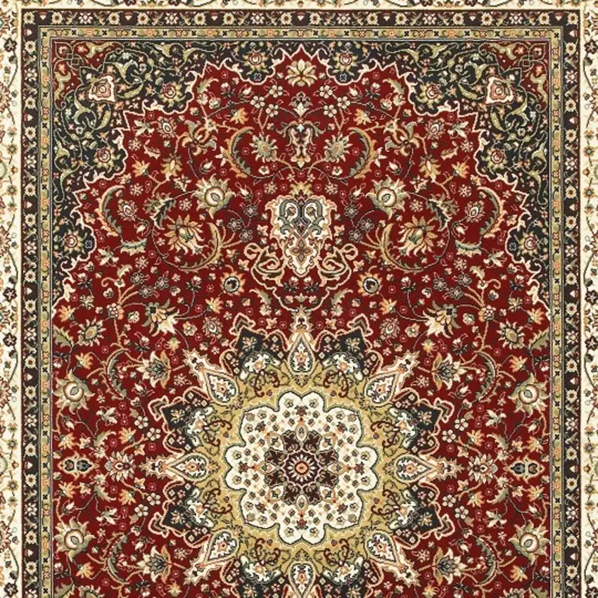 Red Ivory Machine Woven Oriental Indoor Area Rug Photo 4