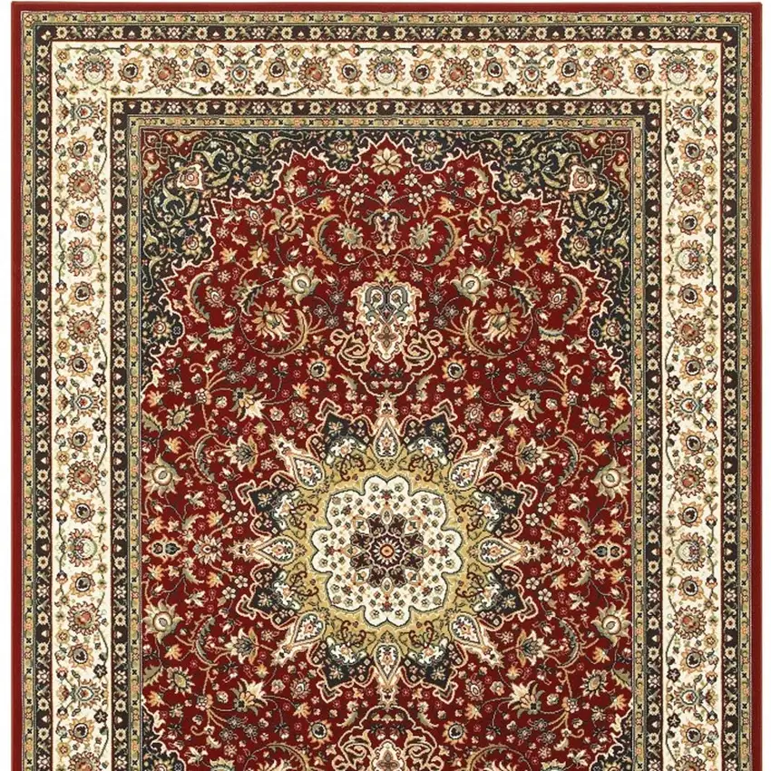 Red Ivory Machine Woven Oriental Indoor Area Rug Photo 3
