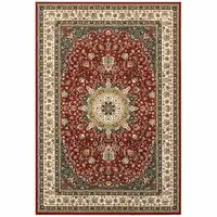 Photo of Red Ivory Machine Woven Oriental Indoor Area Rug