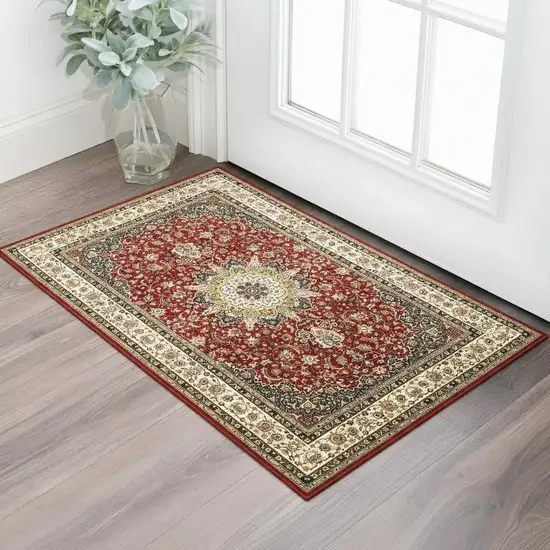 Red And Ivory Area Rug Photo 1