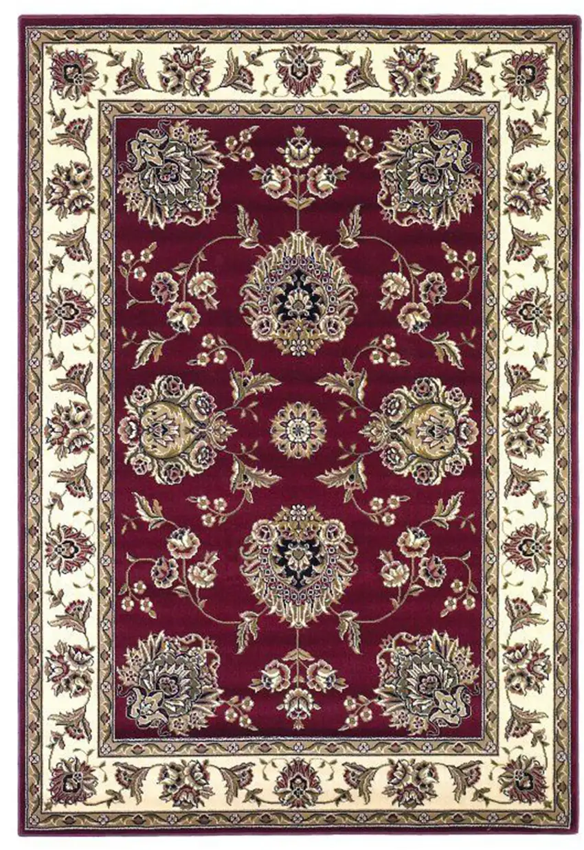 Red Ivory Machine Woven Traditional Octagon Indoor Area Rug Photo 2