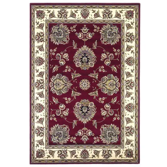 Red Ivory Machine Woven Traditional Octagon Indoor Area Rug Photo 2