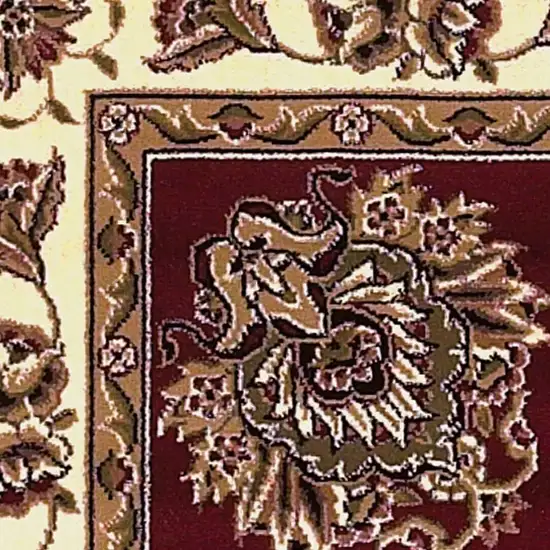Red And Ivory Octagon Floral Vines Area Rug Photo 3