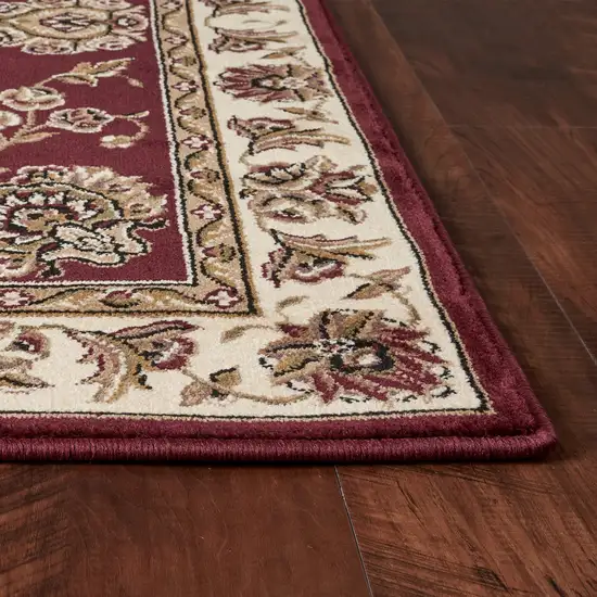 Red Ivory Machine Woven Traditional Octagon Indoor Area Rug Photo 3