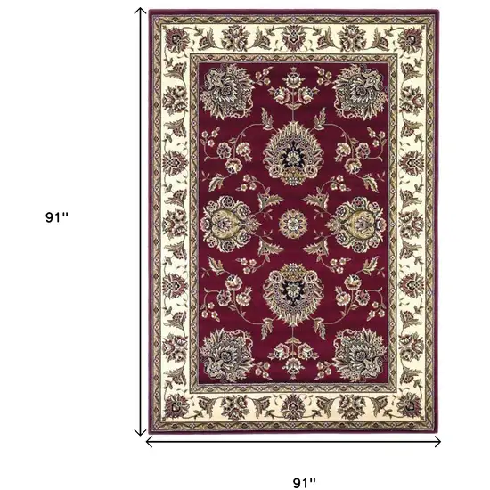 Red Ivory Machine Woven Traditional Octagon Indoor Area Rug Photo 4