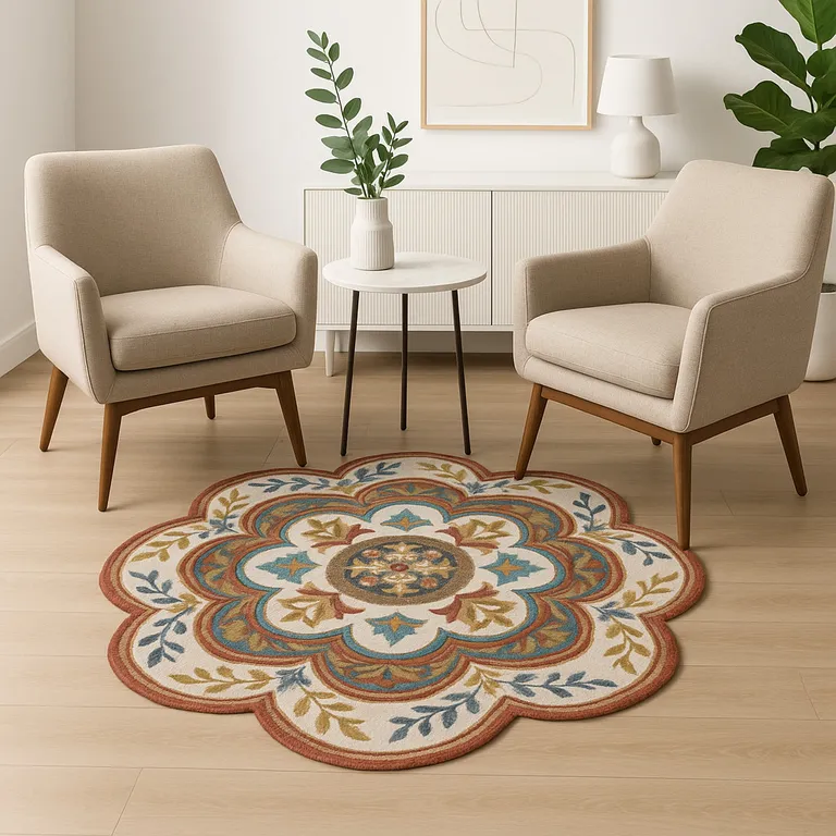 Red Layered Petals Area Rug Photo 1