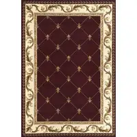 Photo of Red Machine Woven Hand Carved Fleur De Lis Indoor Accent Rug