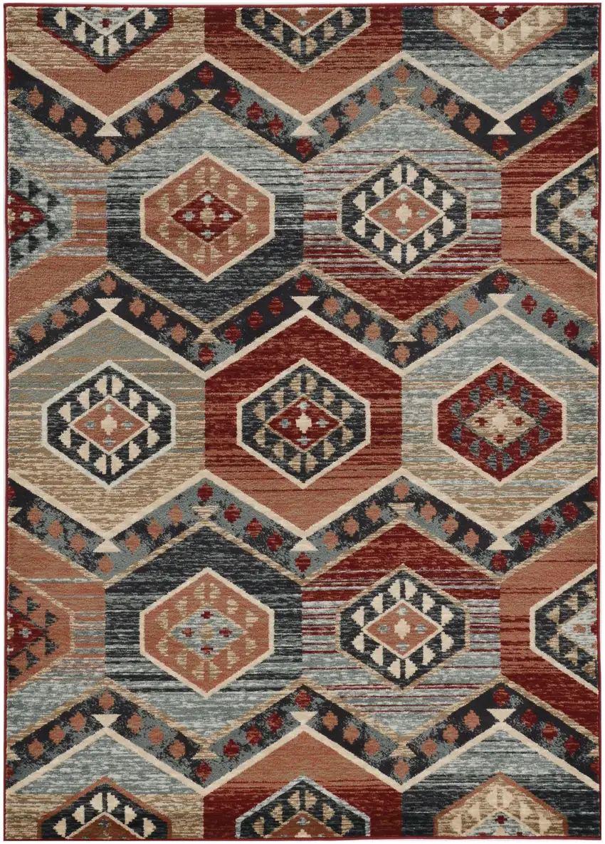 Red Machine Woven Honeycomb Lodge Indoor Area Rug Photo 2