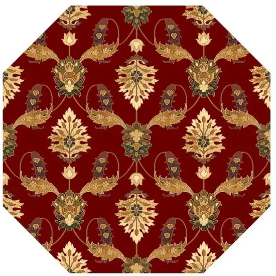 Red Octagon Floral Vines Area Rug Photo 2