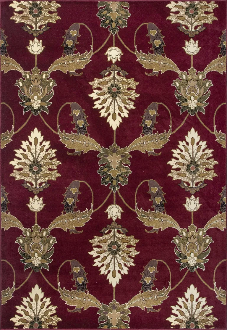 Red Machine Woven Traditional Octagon Indoor Area Rug Photo 4