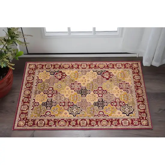 Red Orange And Black Quatrefoil Area Rug Photo 1