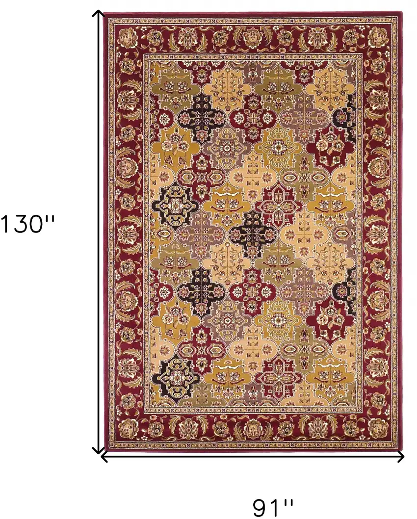 Red Machine Woven Traditional Quatrefoil Indoor Area Rug Photo 3