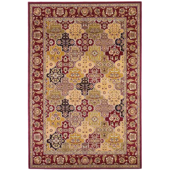 Red Machine Woven Traditional Quatrefoil Octagon Indoor Area Rug Photo 3