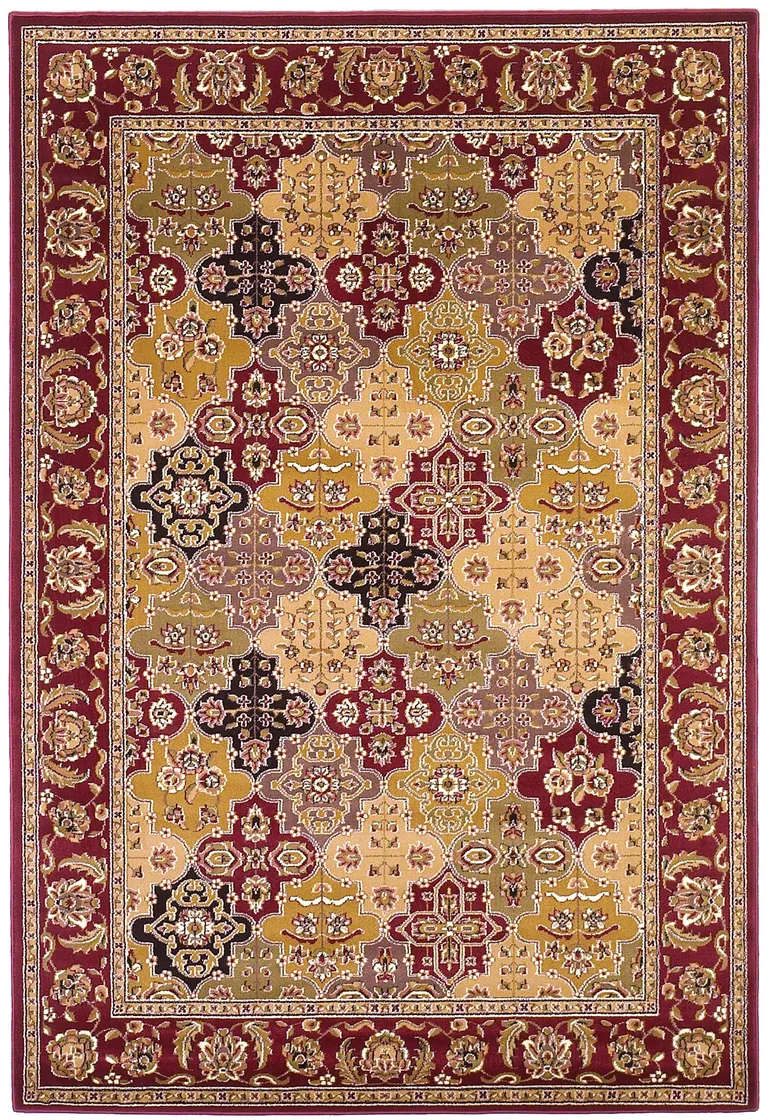 Red Machine Woven Traditional Quatrefoil Octagon Indoor Area Rug Photo 3
