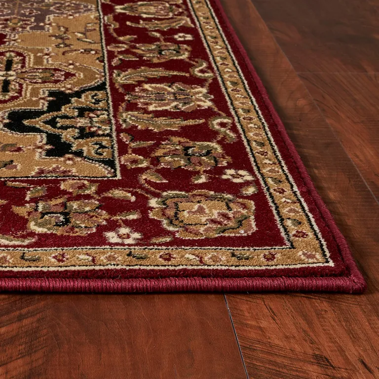 Red Machine Woven Traditional Quatrefoil Octagon Indoor Area Rug Photo 4
