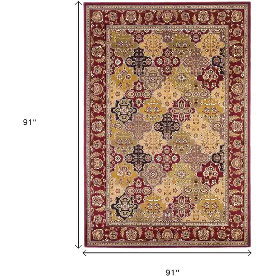 8' Red Orange And Black Quatrefoil Octagon Rug Photo 3