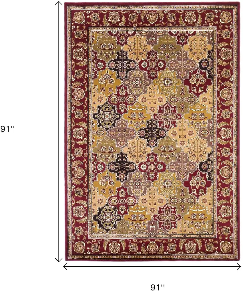 8' Red Orange And Black Quatrefoil Octagon Rug Photo 3