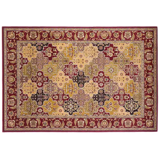 Red Machine Woven Traditional Quatrefoil Octagon Indoor Area Rug Photo 2