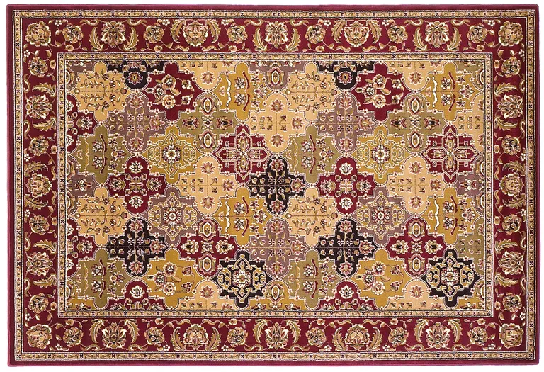 Red Machine Woven Traditional Quatrefoil Octagon Indoor Area Rug Photo 2