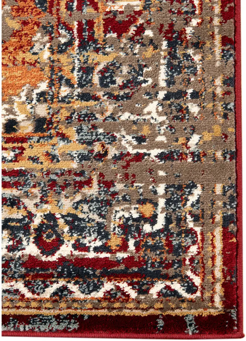 Red Medallion Power Loom Area Rug Photo 2