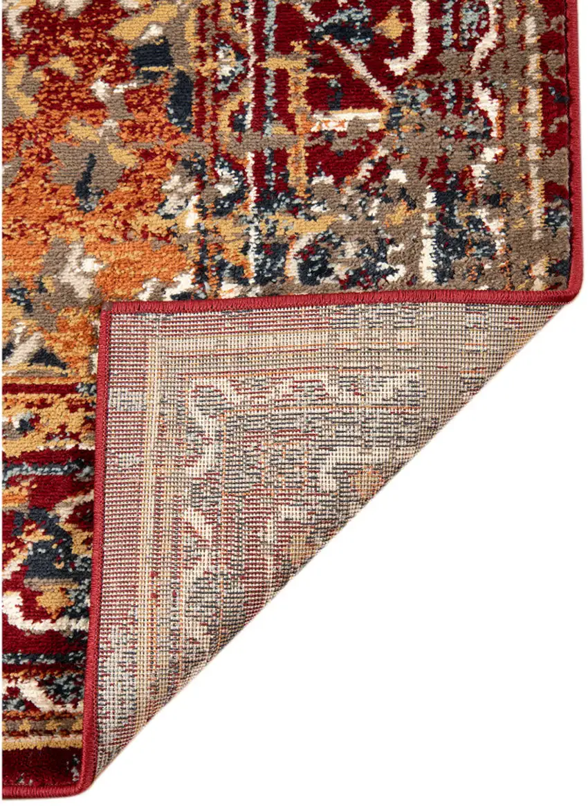 Red Medallion Power Loom Area Rug Photo 3