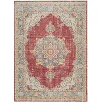 Photo of Red Medallion Power Loom Area Rug