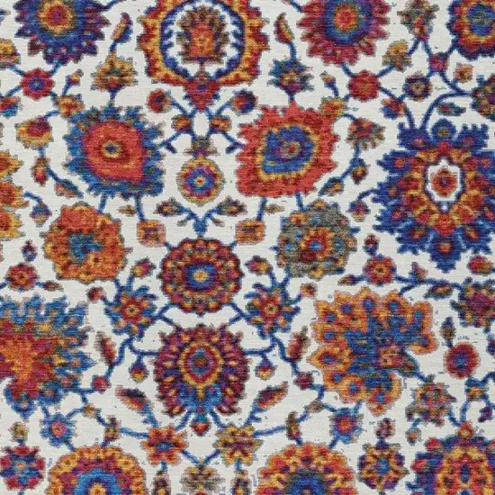 Red Navy Blue And Ivory Floral Medallion Washable Indoor Outdoor Area Rug Photo 5