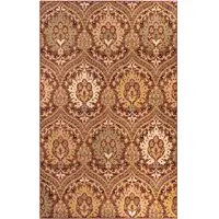 Photo of Red Olive And Gold Floral Stain Resistant Area Rug
