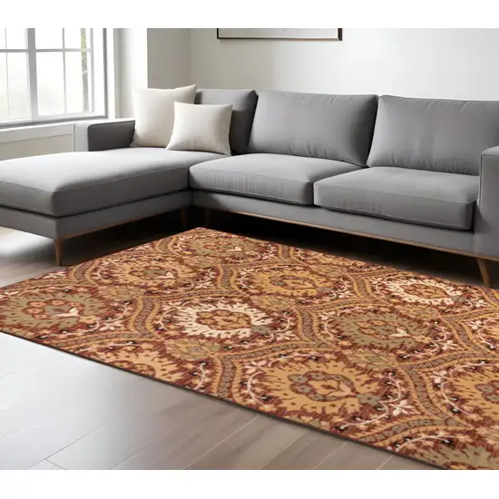 Red And Gold Floral Area Rug Photo 1