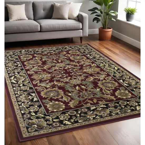 Red And Black Floral Medallion Area Rug Photo 1
