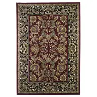 Photo of Red Or Black Floral Bordered Area Rug