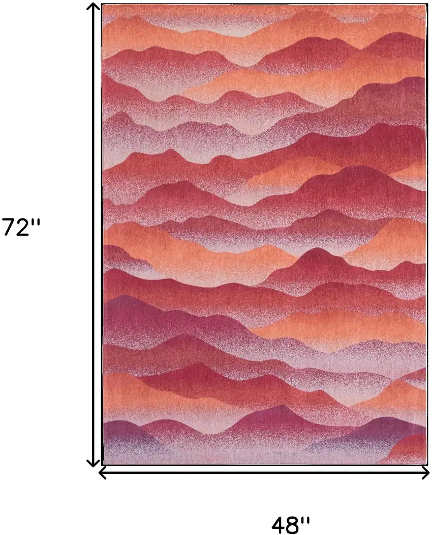 Red Orange Abstract Non Skid Area Rug Photo 3