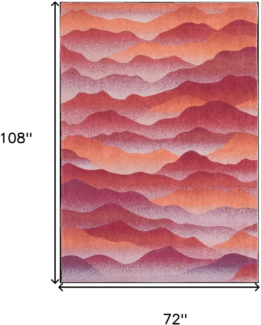 Red Orange Abstract Non Skid Area Rug Photo 3