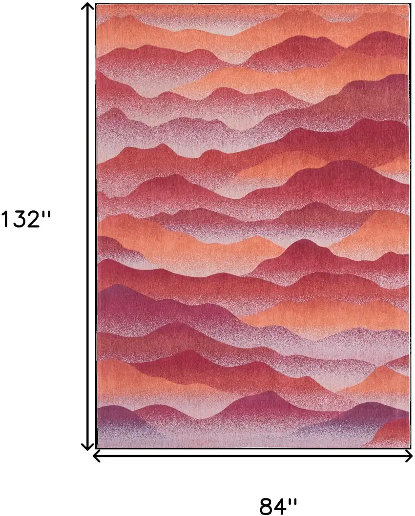 Red Orange Abstract Non Skid Area Rug Photo 3