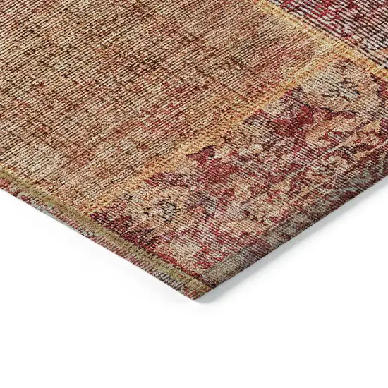Red Orange And Blue Patchwork Washable Indoor Outdoor Area Rug Photo 5