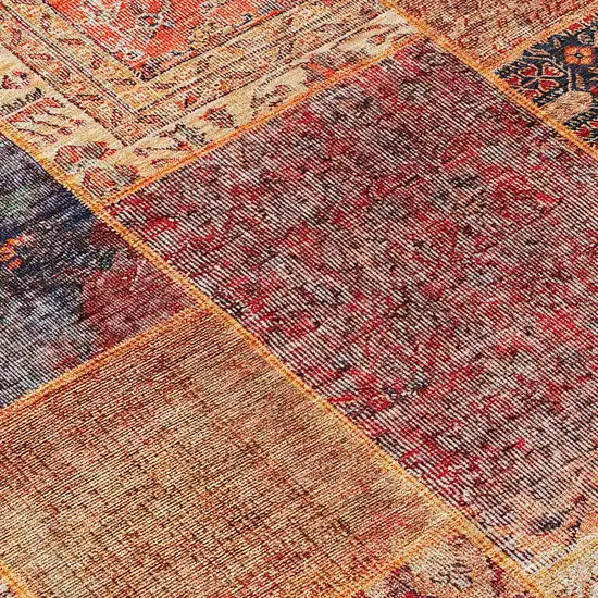 Red Orange And Blue Patchwork Washable Indoor Outdoor Area Rug Photo 7