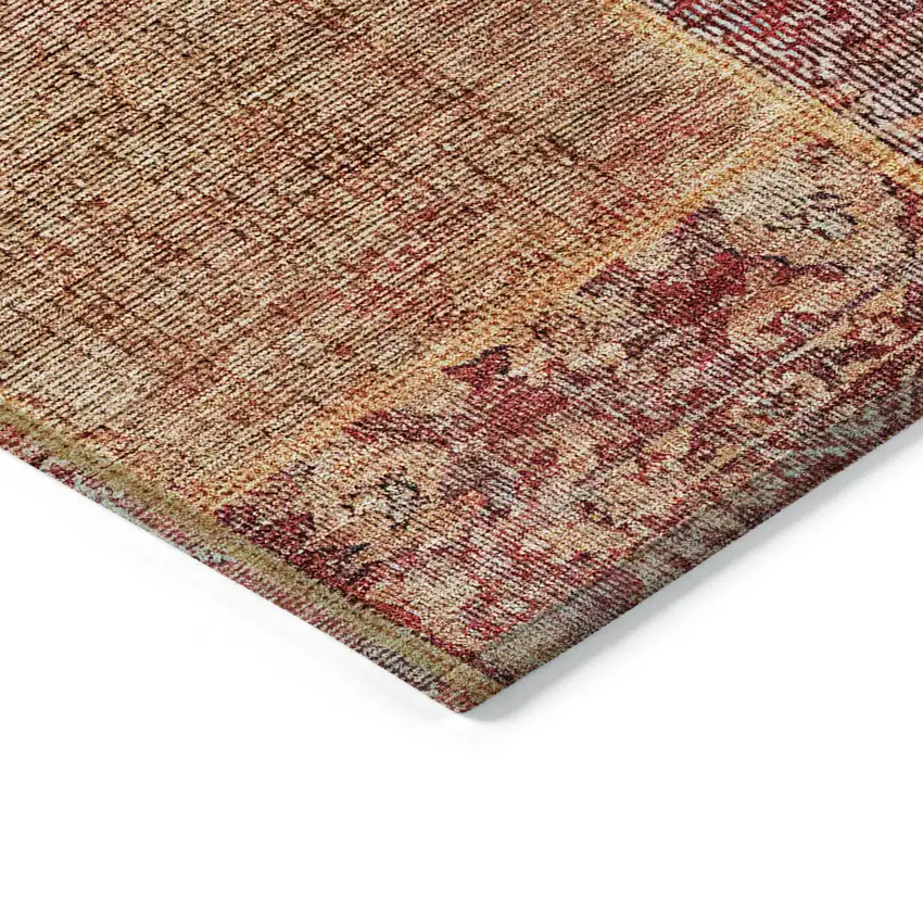 Red Orange And Blue Patchwork Washable Indoor Outdoor Area Rug Photo 5
