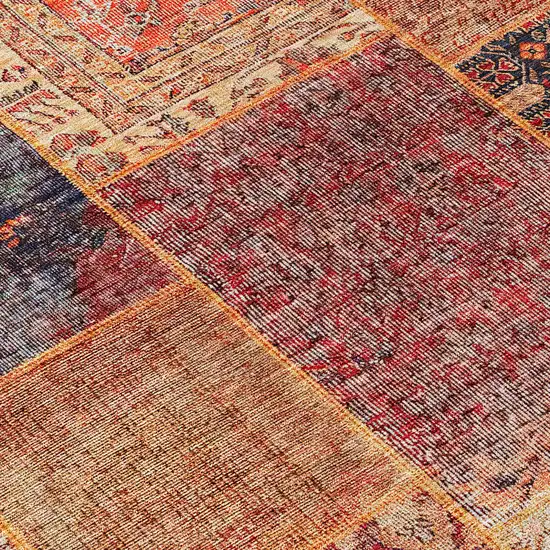 Red Orange And Blue Patchwork Washable Indoor Outdoor Area Rug Photo 7