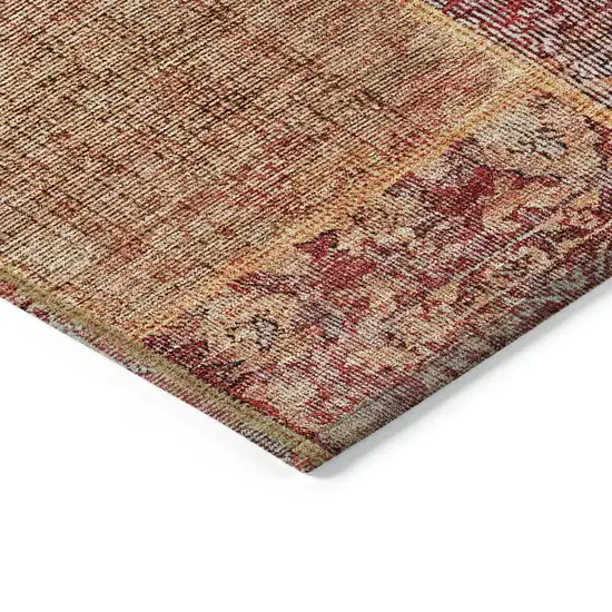 Red Orange And Blue Patchwork Washable Indoor Outdoor Area Rug Photo 5
