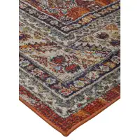 Photo of Red Orange And Ivory Floral Stain Resistant Area Rug