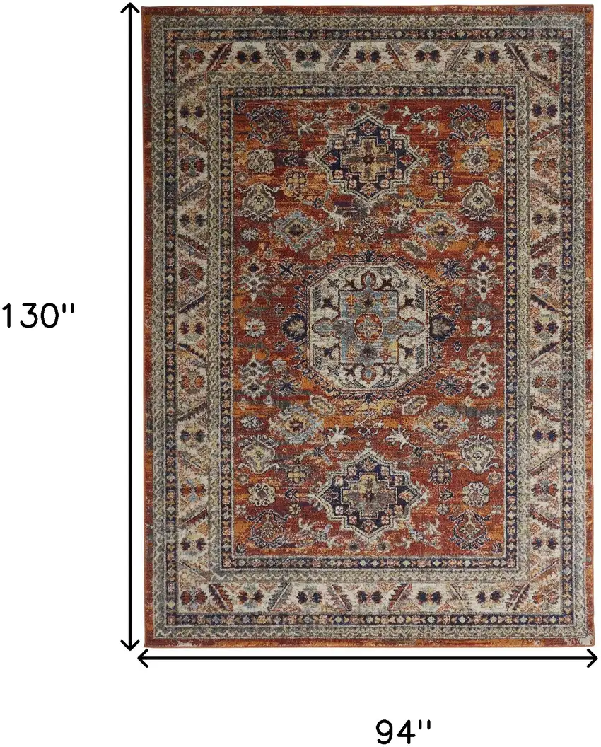 Red Orange Floral Non Skid Area Rug Photo 3