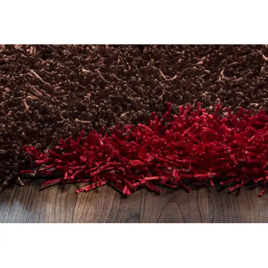 Red Orange Brown And Cream Abstract Shag Hand Tufted Area Rug Photo 4