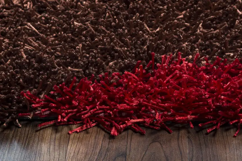 Red Orange Brown And Cream Abstract Shag Hand Tufted Area Rug Photo 4