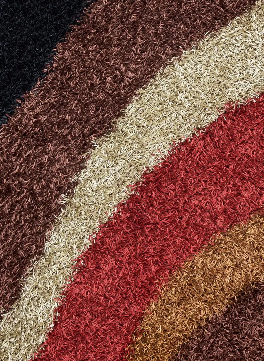 Red Orange Brown And Cream Abstract Shag Hand Tufted Area Rug Photo 3