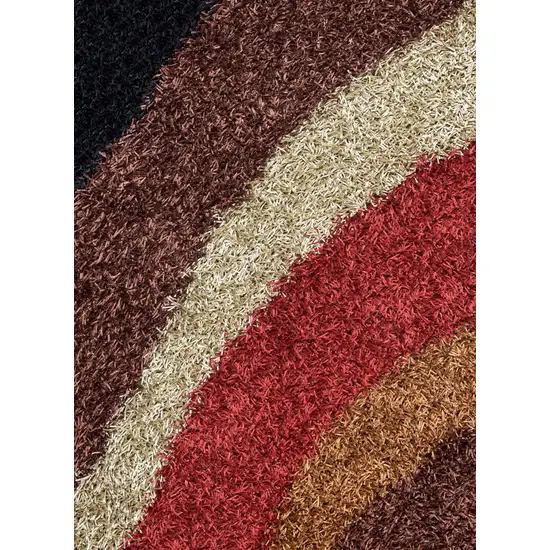 Red Orange Brown And Cream Abstract Shag Hand Tufted Area Rug Photo 3