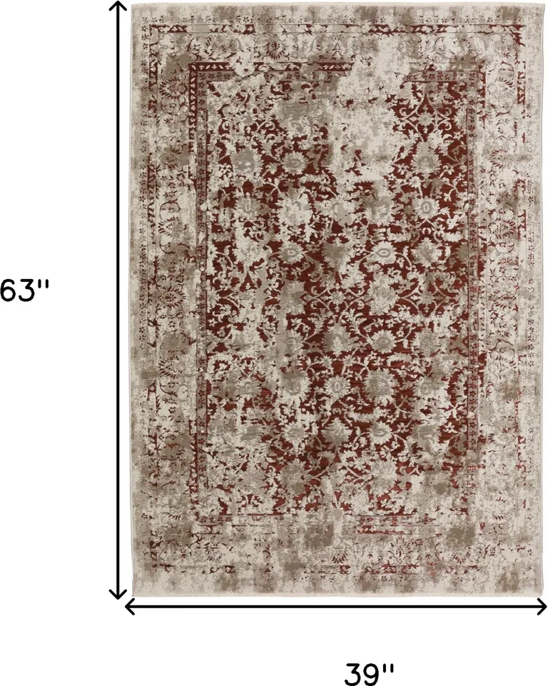 Red Oriental Area Rug With Fringe Photo 4