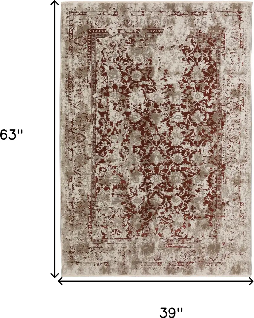 Red Oriental Area Rug With Fringe Photo 6
